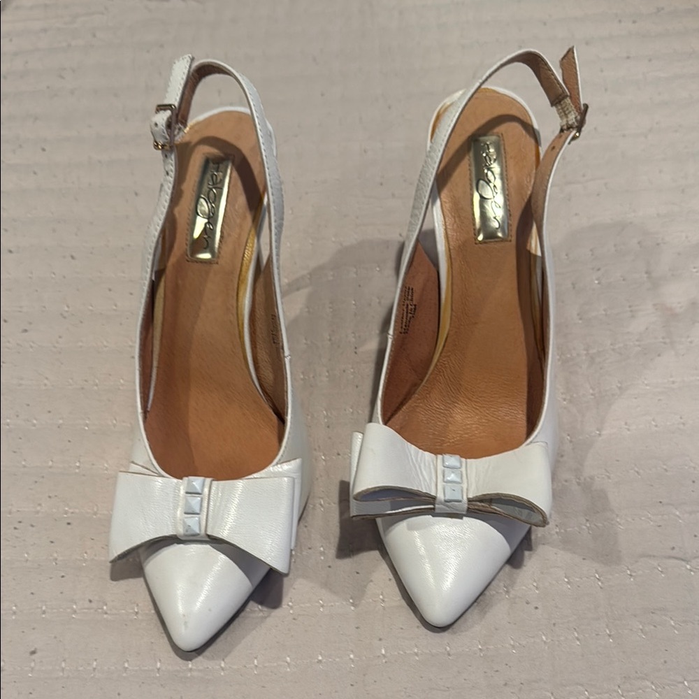 Halogen White Heels with Elegant Bow Detail